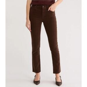 AG Women Rich Umber Brown Velvet Mari Mid Rise Straight Leg Slim Jeans Size 24